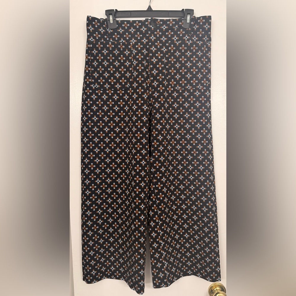 Maeve The Collette Cropped Wide Leg Geometric Pattern Black Size 32 - Picture 2 of 8